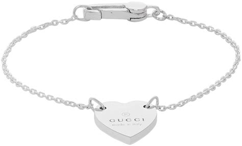 gucci heart bracelet silver|heart bracelet with Gucci trademark.